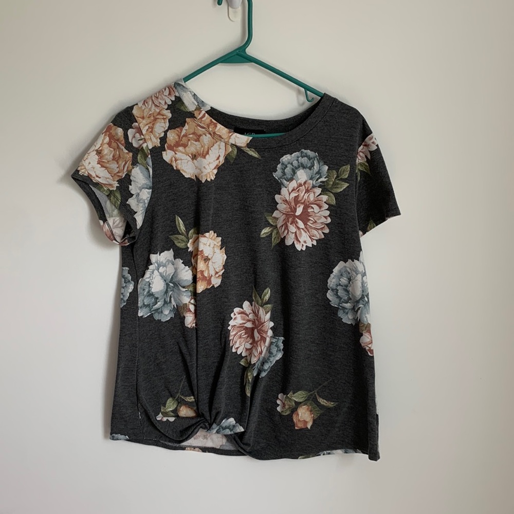 Gray floral blouse
